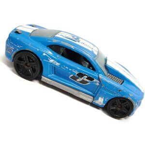 Battered Blue Racer Hot Wheels Diecast Car With White Stripes & Black Wheels Pre